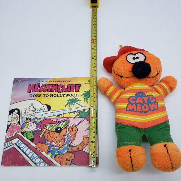 Vintage 1981 Heathcliff Plush Doll The Cats Meow Knickerbocker plus vintage book - Picture 11 of 12
